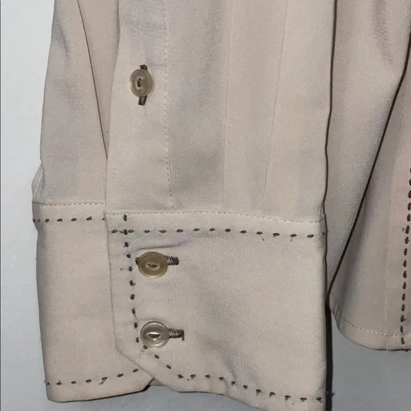 Ninety Women’s Cream Collared Dress Shirt Size 2X #219 - Picture 4 of 6